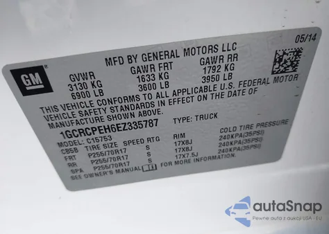 2014 Chevrolet Silverado 1500 Work Truck 1Wt из США, поврежденный, VIN 1GCRCPEH6EZ335787